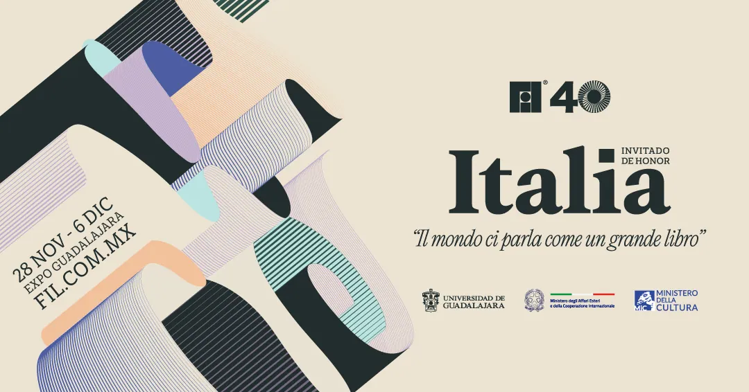 Gráfica oficial de la FIL Guadalajara 2026 con Italia como invitada de honor