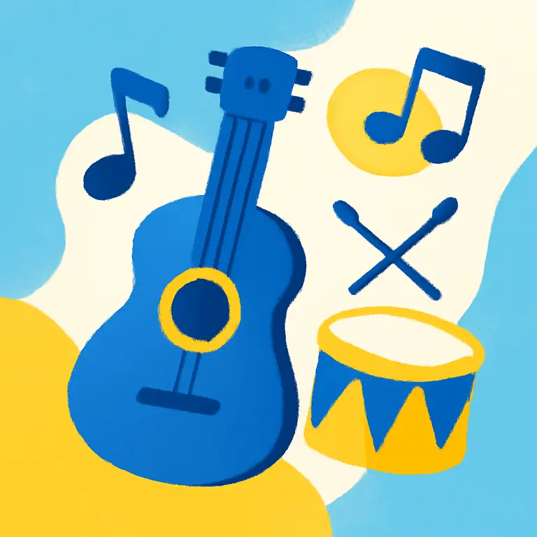 Музыкальные ритмы и инструменты - обложка пазла