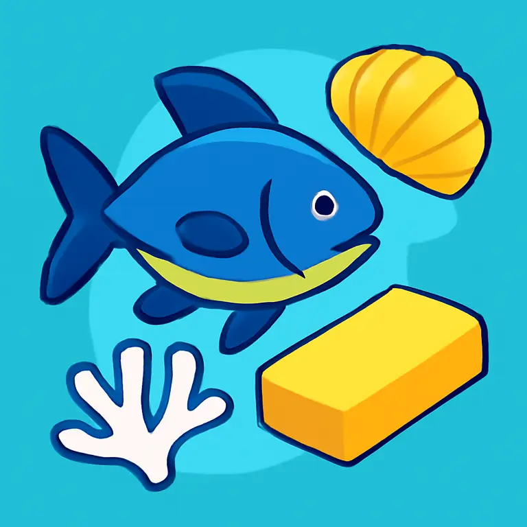 Морские обитатели и материалы - обложка пазла