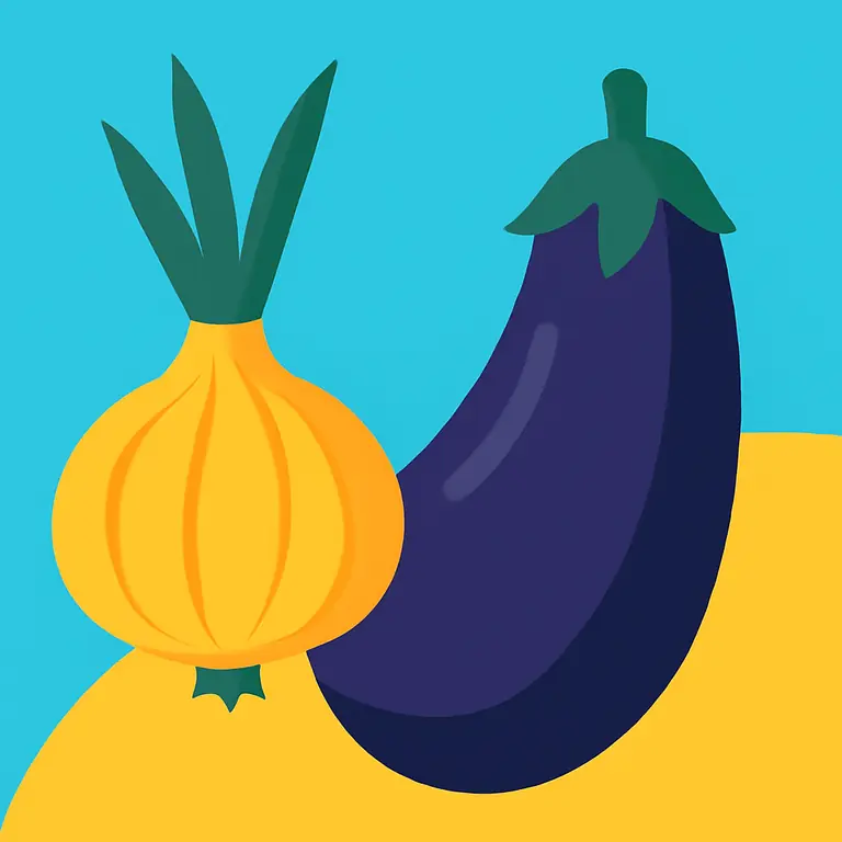 Лук и баклажан - обложка пазла