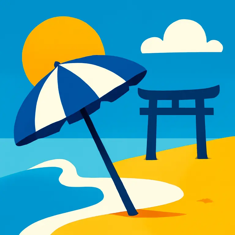 Японский пляж - обложка пазла