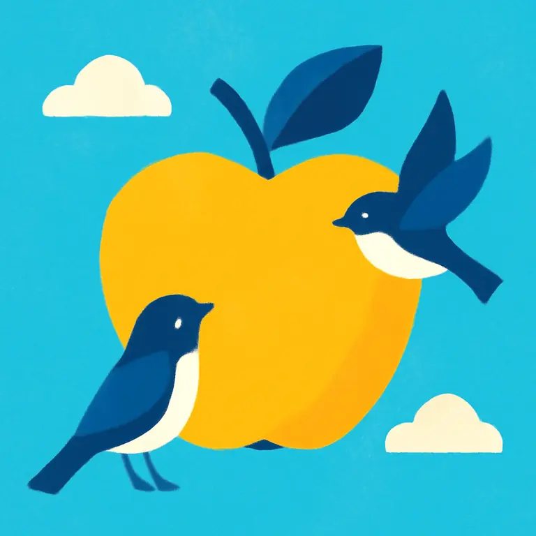 Яблоко и птицы - обложка пазла