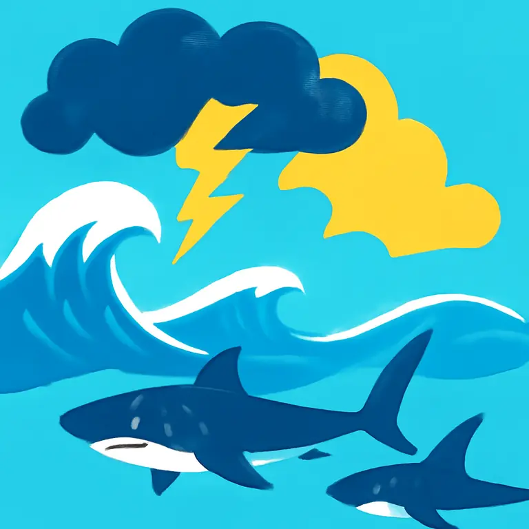 Буря и акулы - обложка пазла
