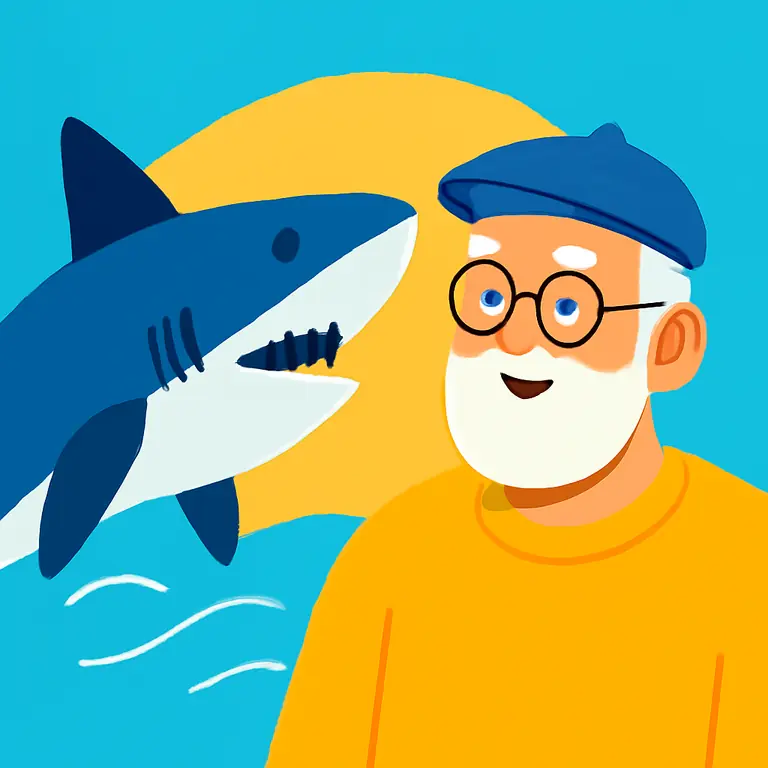 Дедуля и акула - обложка пазла