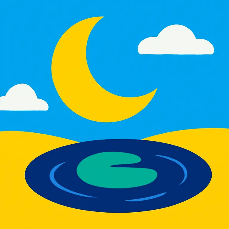 Полумесяц и пруд - обложка пазла