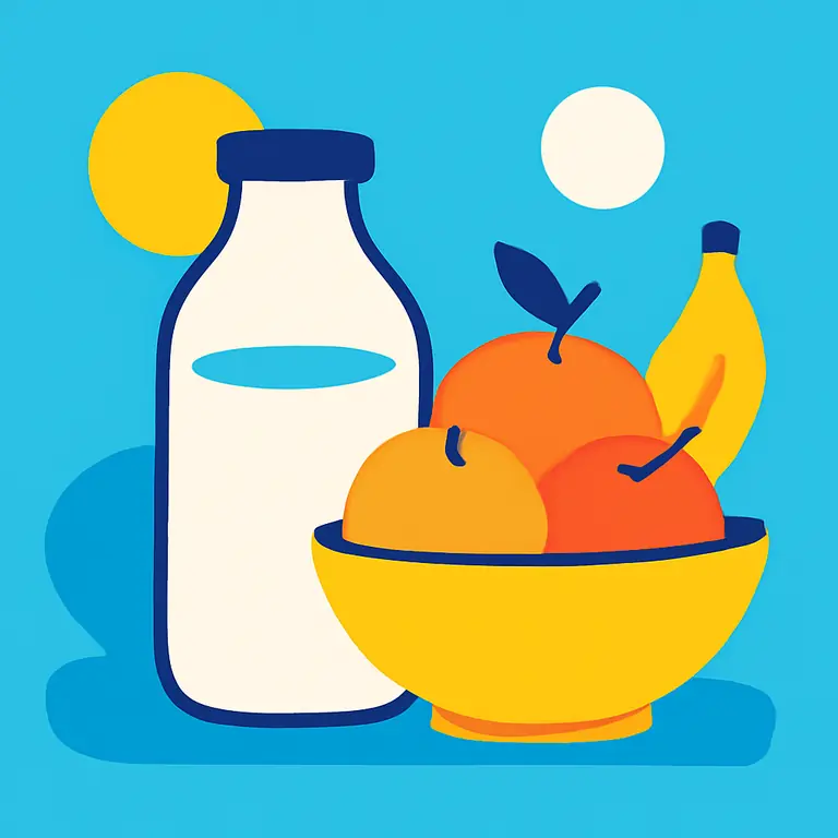Молоко и фрукты - обложка пазла