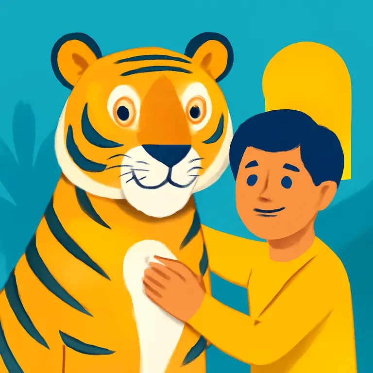 Друзья и Тигр - обложка пазла