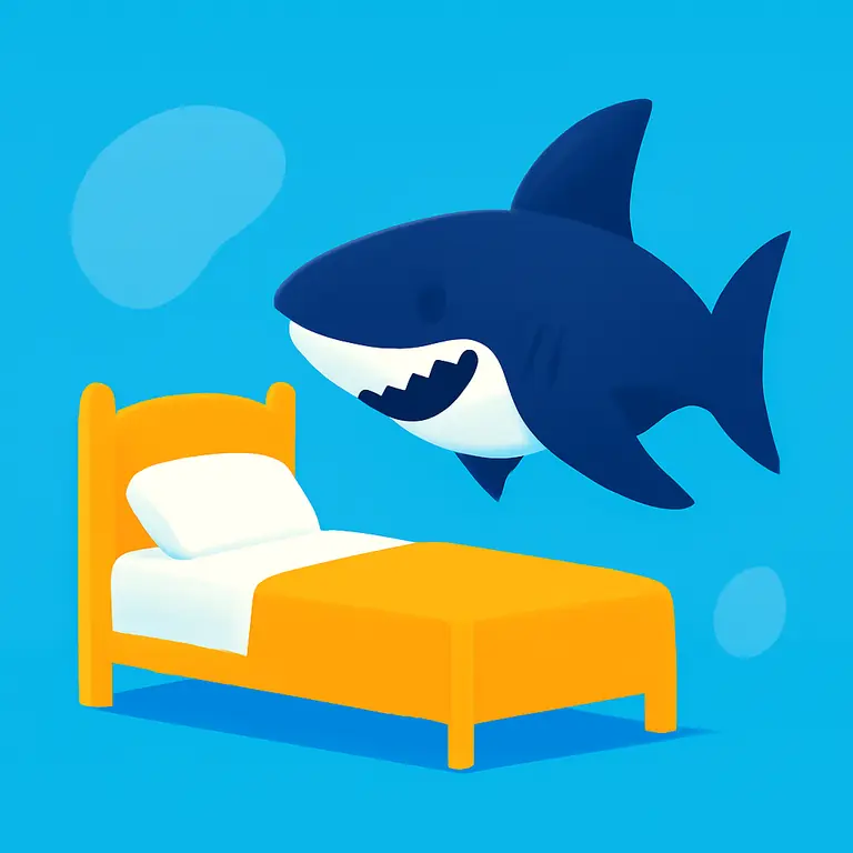Кровать и Акула - обложка пазла