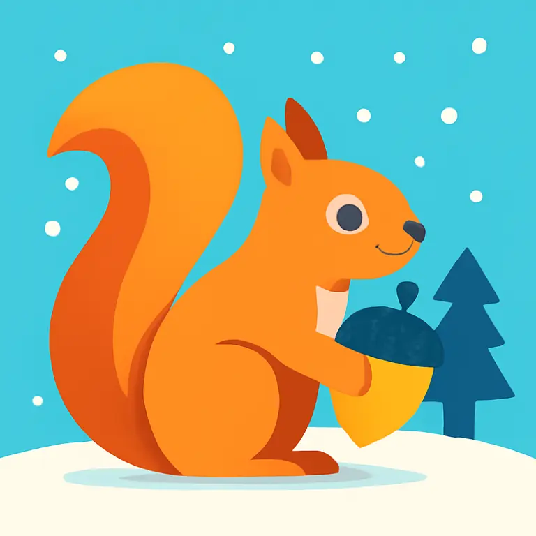 Зимняя белка - обложка пазла